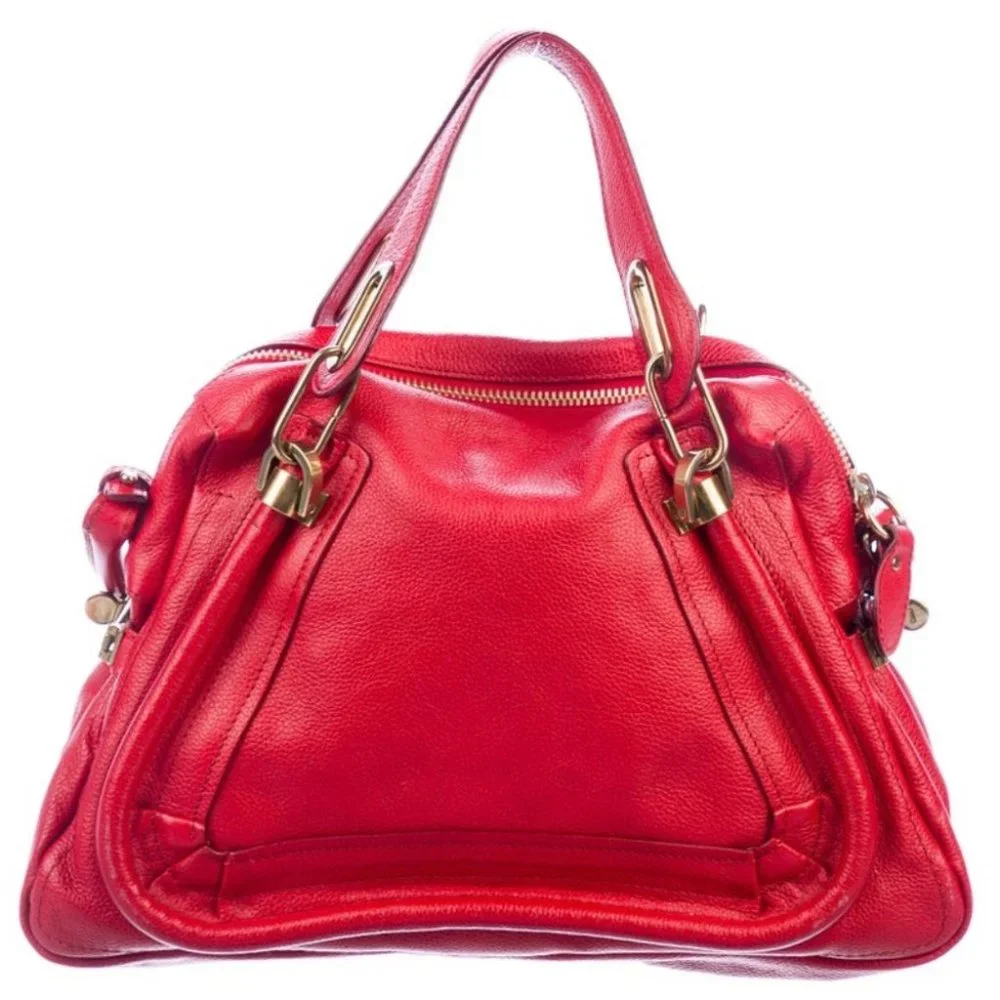 Chloé Paraty Shoulder Red Leather Bag